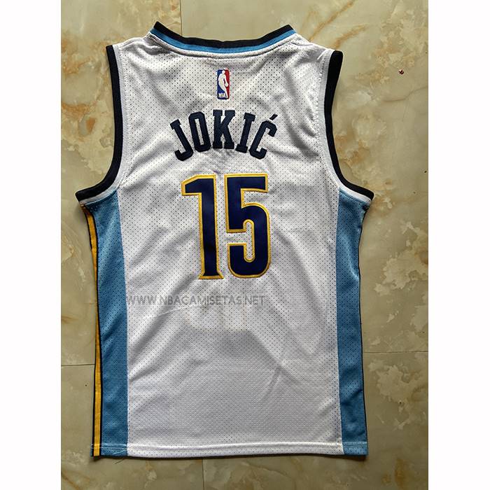 Camiseta Denver Nuggets Nikola Jokic NO 15 Mitchell & Ness 2016-17 Blanco